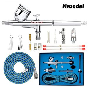 Nasedal Dualaction Airbrush 03mm 7cc Püskürtme Tabancası Hava Fırçası Kek Modeli Boyama Makyajı Dövme Araba Sanat Aracı 02mm05mm 240322