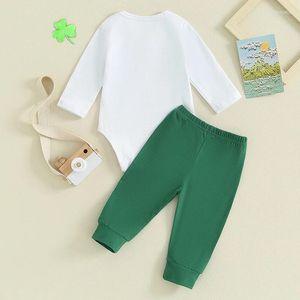 Completi di abbigliamento Wankitoi St Patricks Day Baby Boy Outfit Manica lunga Il mio primo pagliaccetto Camicie Clover Jogger Pants Set