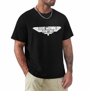 おはようアビエイタートップ引用TシャツブラックTシャツSublimeTシャツメンズグラフィックTシャツヒップホップE2R5＃