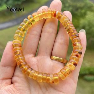 Baltic Plant Amber Armband för kvinnor gåva unikt handgjorda oregelbundna gyllene pärlor naturliga smycken leverantör grossist 240315