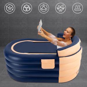 Bathtubs PVC Inflatable Bathtub Folding Portable Adult Kids SPA Bath Tub with wireless electric air pump Water Pool 1.4M