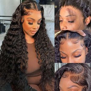 USUCHBEAUTY 13x6 Water Wig Pre Plucked 180 Density Deep Wave HD Frontal 12A Brazilian Virgin Wet and Wavy Lace Front Wigs Human with Baby Hair 26 Inch