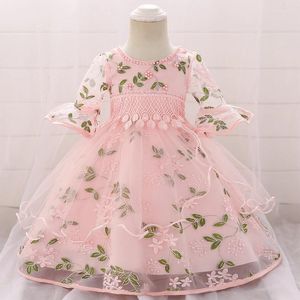 Girl Dresses Baby 1 Year Birthday Princess Party Flowers Dress Infant Embroidery Floral Half Sleeve Lace Costume Born Kids Clothes