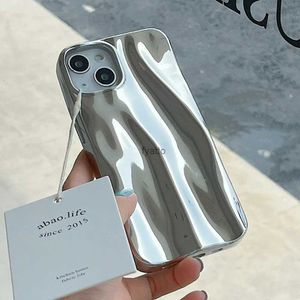 Cell Phone Cases Luxury Silver Wave Pattern Phone Case Suitable for iPhone 11 12 15 Pro 13 14 Pro Max 3D Shock Cap H240326