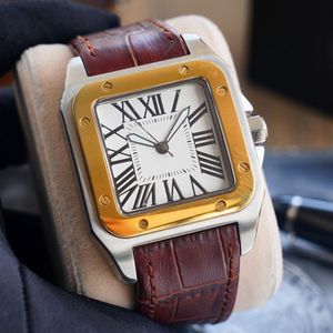 Luxus -Männer Uhren Montre de Luxe Sport Leisure Watch 40 mm automatisch mechanische Ledergurt Square Edelstahl 236X