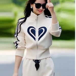 Autumn Winter Womens Casual Sports Suit Stand Collar Zippered Sweater Coat Tops Wide Leg Pants Two Piece Set Plus Size 240311