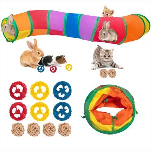 Toys 11 Pcs Rabbit Toys Tunnel Pet Toys Small Animal Activity Tunnels Tubes for Rabbits Bunny Dwarf Guinea Pigs Kitty Puppies