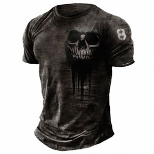 T-shirt da uomo Estate 3D Vintage Horror Skull Top Hip Hop Rock Streetwear O-Collo Manica corta Tee T-shirt oversize Abbigliamento maschile J7jo #