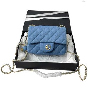 C * 4A Bolsa de Ombro de Qualidade Crachá de Ouro Denim Mulheres Acolchoadas Vintage Crossbody Bolsa de Luxo Mini Tendência Bolsa de Moedas Bolsa de Moedas Clássico Flap Wkwmo