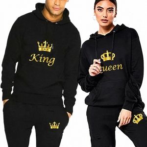 King lub Queen Pa Sport odzież Fi wydrukowane kaptury dla mężczyzn i kobiet unisex pullover bluzy i setki dresowe M42P#