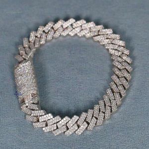 Fully Iced Out Mens Cuban Bracelet In Sterling Sier And Enhanced Vvs Clarity Lab Grown Diamond With Excellent Pattern