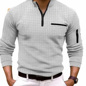 2023 new spring and autumn quick sell men's checker checkered stand collar POLO shirt arm zipper sports breathable polo shirt e8UC#