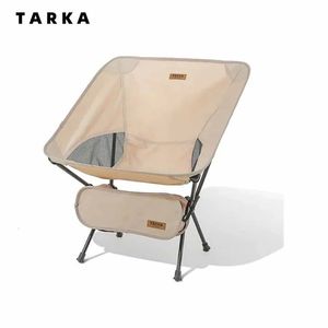 Tarka Outdoor Folding Chair Oxford Cloth Camping Moon Chair Ultralight Portable Vandring BBQ Picnic Seat Fishing Beach Accessories 240319
