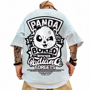 Summer Men's Cott T-shirt Funny Panda Print Carto Short Sleeve Tops O-Neck Tee Y2K 2023 Anime Casual Overized T Shirt 8xl O2VW#