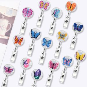 Business Card Files 8Pcs Butterfly Series Retractable Badge Holders Id With Clip Cute Style Reel For Student Meeting School Office Dro Ott8N