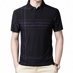 ymwmhu Fi Slim Men Polo Shirt Black Short Sleeve Summer Thin Shirt Streetwear Striped Male Polo Shirt for Korean Clothing p6Z8#