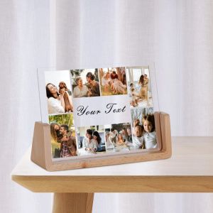 Cornice personalizzata per collage di 8 foto per ricordi di famiglia. Personalizza la tua cornice di testo per la casa, regali di compleanno di Natale