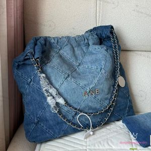 Bolsa de designer 22bag bolsa jeans sacola azul e branco mudando gradualmente hardware prateado sacola de compras moda saco de lixo comutando bolsa crossbody carteira feminina