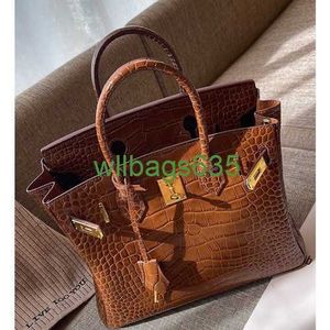 Bk Crocodile Bags Trusted Luxury Handbag Crocodile Pattern Platinum Bag Couro Genuíno Bolsa Feminina 2024 Nova Moda Europeia e Americana Co tem logotipo HBNZ