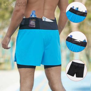 Herren-Shorts, Herren-Shorts (S-2XL), Herren-Trail-Running, atmungsaktiv, schnell trocknend, Anti-Check, doppellagig gefüttert mit Marathon, Sport-Shorts mit vollen Taschen, 24325