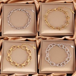 Chain 316LStainless Steel Bracelet Womens Punk Chain Bracelet Mens Jewelry Gift 240325