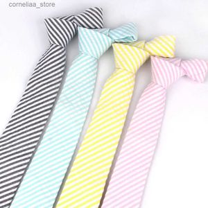 Neck Ties Neck Ties New Cotton Men Tie Skinny Neck Tie For Wedding Business Casual Striped Neckties ic Suits Slim Neck Ties Adult Neck Wear Y240325