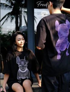 vita lavoro T-shirt da uomo designer marchio di moda coreano stampato cane LOGO coppia carina manica corta girocollo sciolto casual da donna oversize manica corta