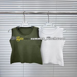 Tanks Tees Designer Short Style Embroidered Knit Vest Designer Tank Tops Women Summer Crew Neck Sleeveless Knit Top