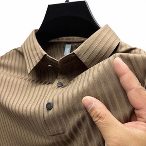 Высококлассная мужская рубашка поло Summer Fi с воротником с коротким рукавом из ледяного шелка и скользящими гладкими футболками Дизайнерские рубашки поло Мужские D8G6 #