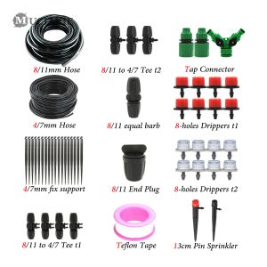 Kit MUCIAKIE 3/8'' Tubo principale Sistema di irrigazione da giardino Kit di irrigazione Set automatico di irrigazione a goccia a 2 vie Gocciolatori regolabili