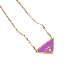 Pendant designer necklace for woman triangular signature jewelry thin necklaces letter plated silver colour fashion ornamentzl191 H4
