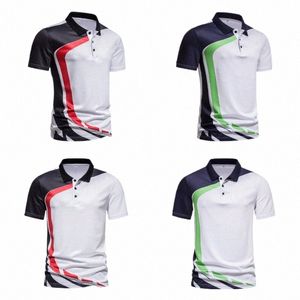 2 Colors 2023 New Summer Men's Polo T-shirt Stripe style Breathable High Quality Short Sleeve Shirts T-shirts Top European sizes K94Y#