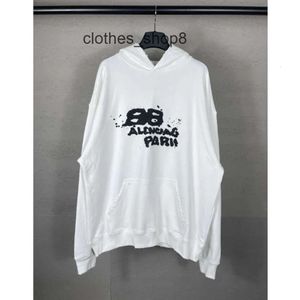 Sleeved balencigs Version Sweater Men Hoodies Paris Sweaters Hoodie Loose High Hooded b Long Family Adhesive Tape Casual Paper Letter Print 0OZ0