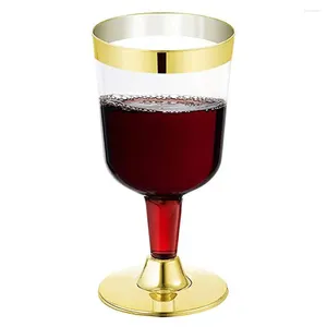 Einwegbecher Strohhalm 6pcs Rotweinglas Goblet Plastik Champagner Flöten Gläser Cocktail Hochzeit Party Supplies Bar Drink Getränk