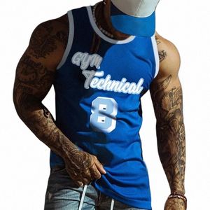 Novo Verão Fitn Esportes Regatas Ginásio dos homens Quick Dry Respirável Alfabeto Impressão Sleevel Camiseta Ao Ar Livre Colete de Basquete R3ET #