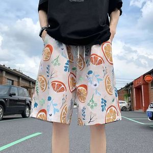 Shorts casuais do Instagram, marca de moda masculina de verão, soltos e versáteis, calças de cinco pontas com cordão de estudante e perna reta