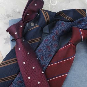 Men's business striped polyester 7cm hand tie formal casual collar accessories Q240325