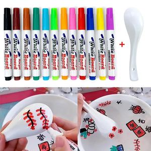 Magical Water Painting Pen Whiteboard Markers Floating Ink Doodle Pens Montessori Early Education Toy Art Supplies 240320