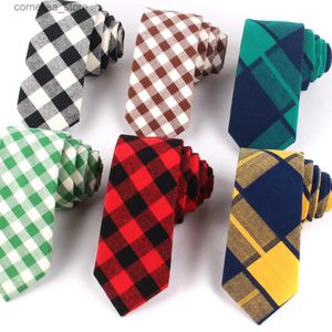 Gravatas de pescoço Gravatas de marca xadrez para homens moda casual gravata de pescoço gravatas de algodão gravata masculina para casamento gravata ic corbata gravata vermelha y240325