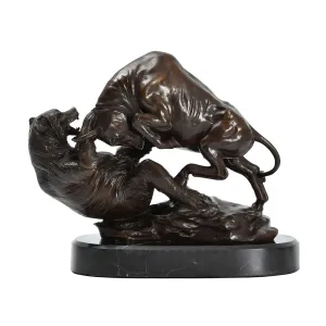 Sculture Wall Street Ricarica Toro e Orso VS Combattimento Statua Scultura Bronzo Mercato azionario Animale Figurina antica Art Office Decor