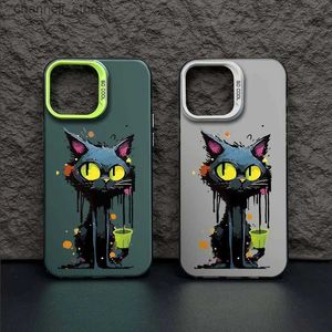 Cell Phone Cases Case for IPHONE11 11PRO 12 12PRO Skin matte 13PRO 13PROMAX 14PRO 15 15PRO anti-drop 15PROMAX oil painting cat mobile phone caseY240325