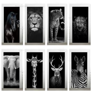 Adesivos criativo elefante tigre animal porta adesivo pvc à prova dwaterproof água diy papel de parede cartaz sala estar quarto cartaz casa portas decoração