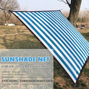 Nets Blue Stripe Sunshade Net UV Ochrona przeciwsłoneczna Słońca Setting Garden Słońce Schronisko Rośliny Sun Shading Żagiel Płaszcz Ekran prywatności