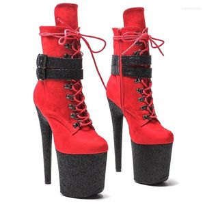 Dance Shoes 20CM/8inches Suede Upper Modern Sexy Nightclub Pole High Heel Platform Women's Ankle Boots 646