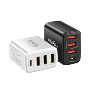 Type-C 4 USB QC 3.0 PD 20W 40W för multifunktionell mobiltelefon Fast Chargers US EU Plug