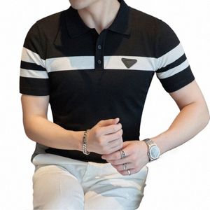 2023 Men's Knitwear Short Sleeve Polo Shirt Casual Slim Lapel Butt Cardigan Breathable Summer Polo Shirt Fi Clothes 4XL k7He#
