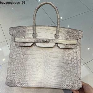 Designer-Handtaschen, Himalaya-Taschen, Designer-Handtaschen, weißes Nilkrokodil, 35 cm, Leder, handgenäht, für Damen, luxuriös, großes Fassungsvermögen