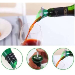 Vit rött vin bar luftverktyg plug cap flaskan häll med silikonpoppare tratt avstängning grön färg