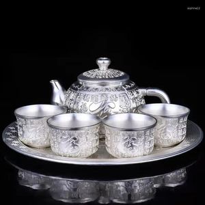 Teaware set av högkvalitativ silverte-set handgilt tekanna baifu kostym silverpläterad vin kinesiskt glas
