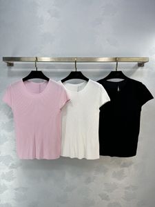 Бесплатная доставка 2024 черный/белый/розовый пуловер с круглым вырезом и короткими рукавами женский вязаный свитер дизайнерский короткий женский свитер 3252
